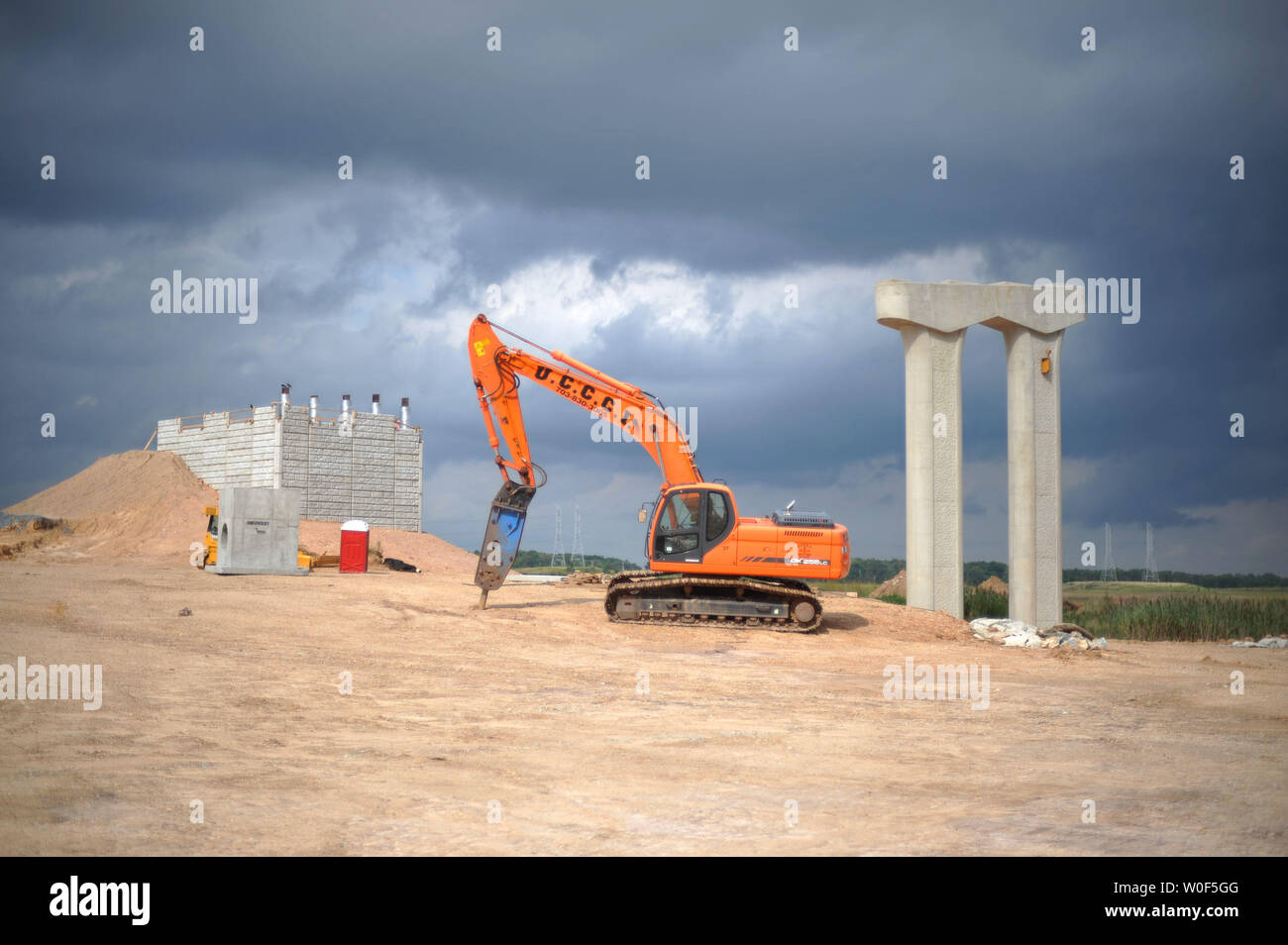 The MD Rt. 200, Intercounty Connector, construction site near Interstate 95 is seen in Maryland on August 2, 2009. The Economic Stimulus Package has allowed states to continue or start work on transportation projects such as this one.    UPI/Kevin Dietsch Stock Photo