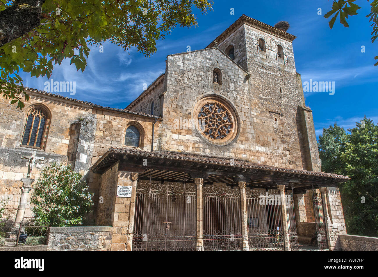 Spain, Autonomous community of Castile and Leon, province of Burgos, historical village of Covarrubias, Saint Cosme and Saint Damian collegiate church (Saint James way) Stock Photo