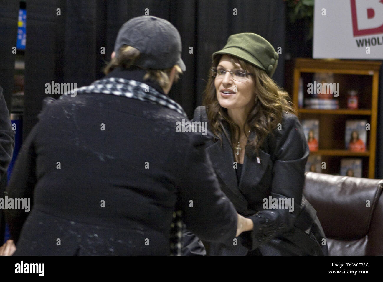 Sarah Palin meets with fans at a book signing tour for 'Going Rogue' at BJ's Wholesale Club in Fairfax, Virginia  on December 5, 2009.      UPI/Madeline Marshall Stock Photo