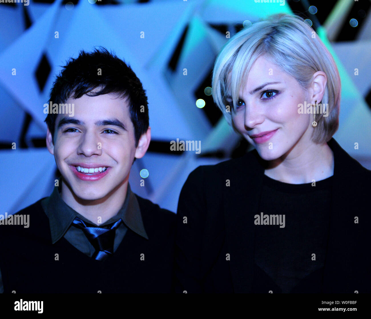 Singers David Archuleta and Katharine McPhee pose for a photo at a practice for Kaleidoscope, at the Verizon Center in Washington on November 16, 2009. Kaleidoscope is a holiday variety special featuring Olympic skating champions and Grammy Award-winning artist coming together to celebrate women cancer survivors. The show will air on Thanksgiving.  UPI/Kevin Dietsch Stock Photo