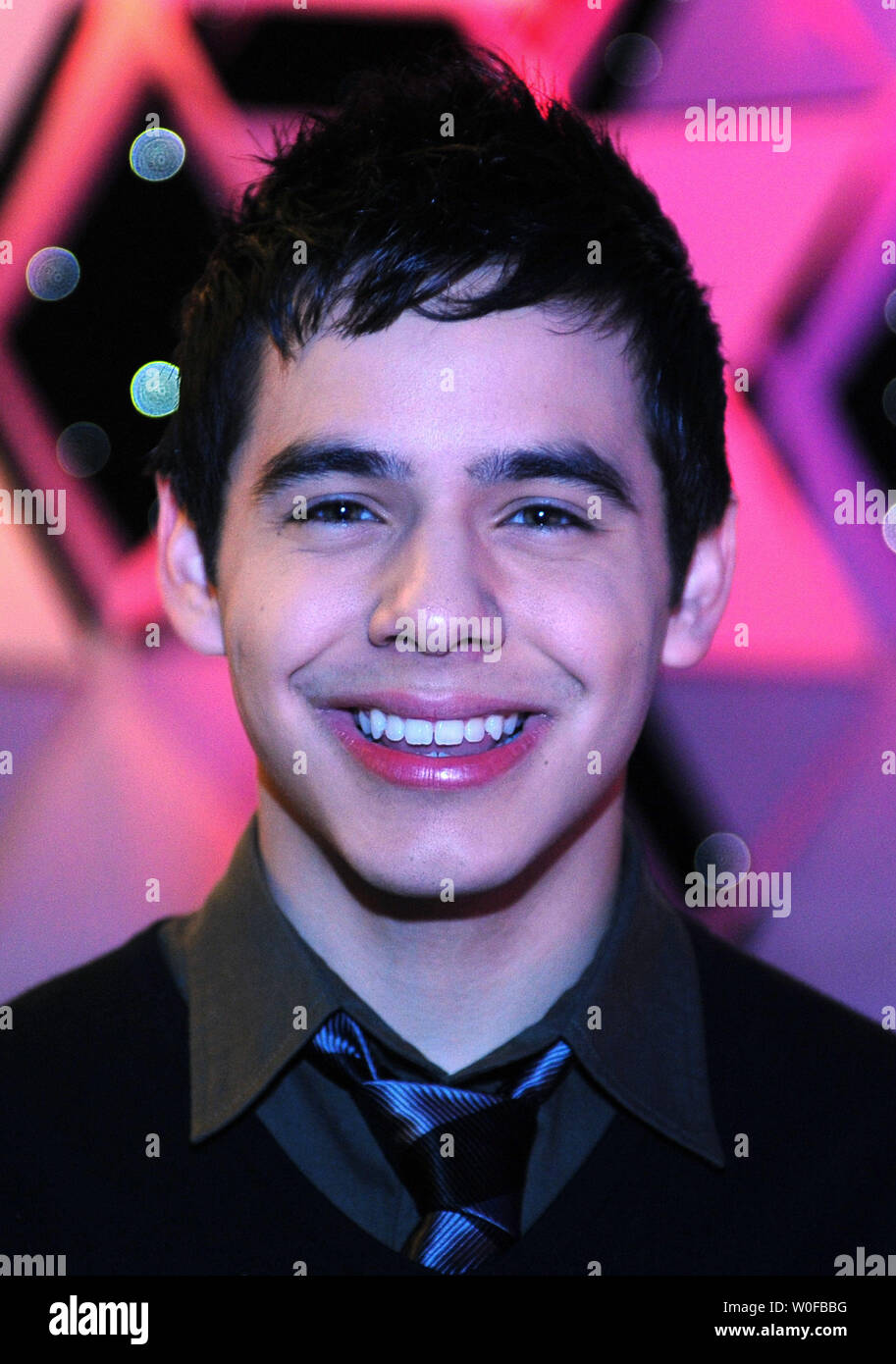 Singer David Archuleta poses for a photo at a practice for Kaleidoscope, at the Verizon Center in Washington on November 16, 2009. Kaleidoscope is a holiday variety special featuring Olympic skating champions and Grammy Award-winning artist coming together to celebrate women cancer survivors. The show will air on Thanksgiving.  UPI/Kevin Dietsch Stock Photo