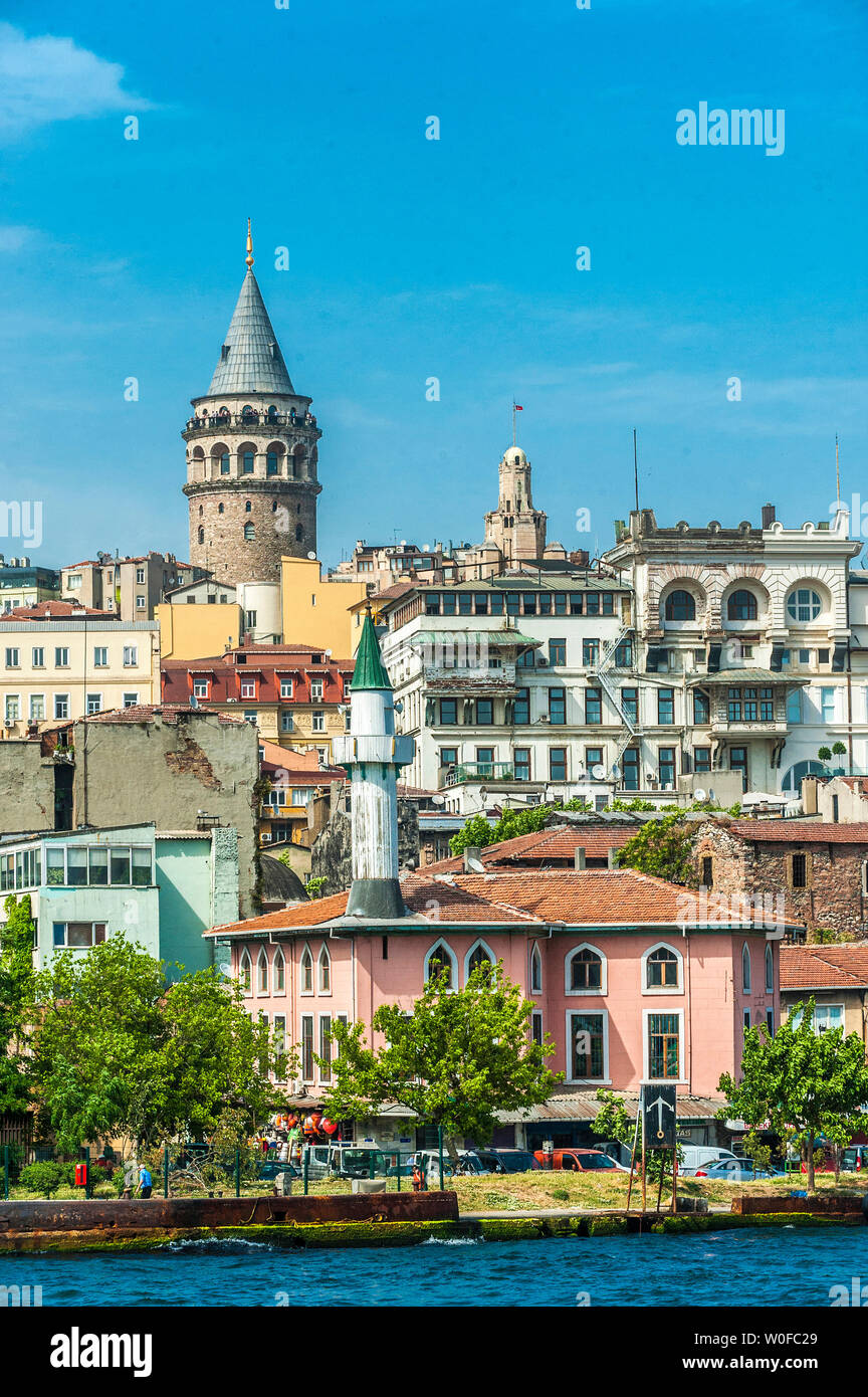 Turkey Istanbul Galata District 14th Century And Mosque On The