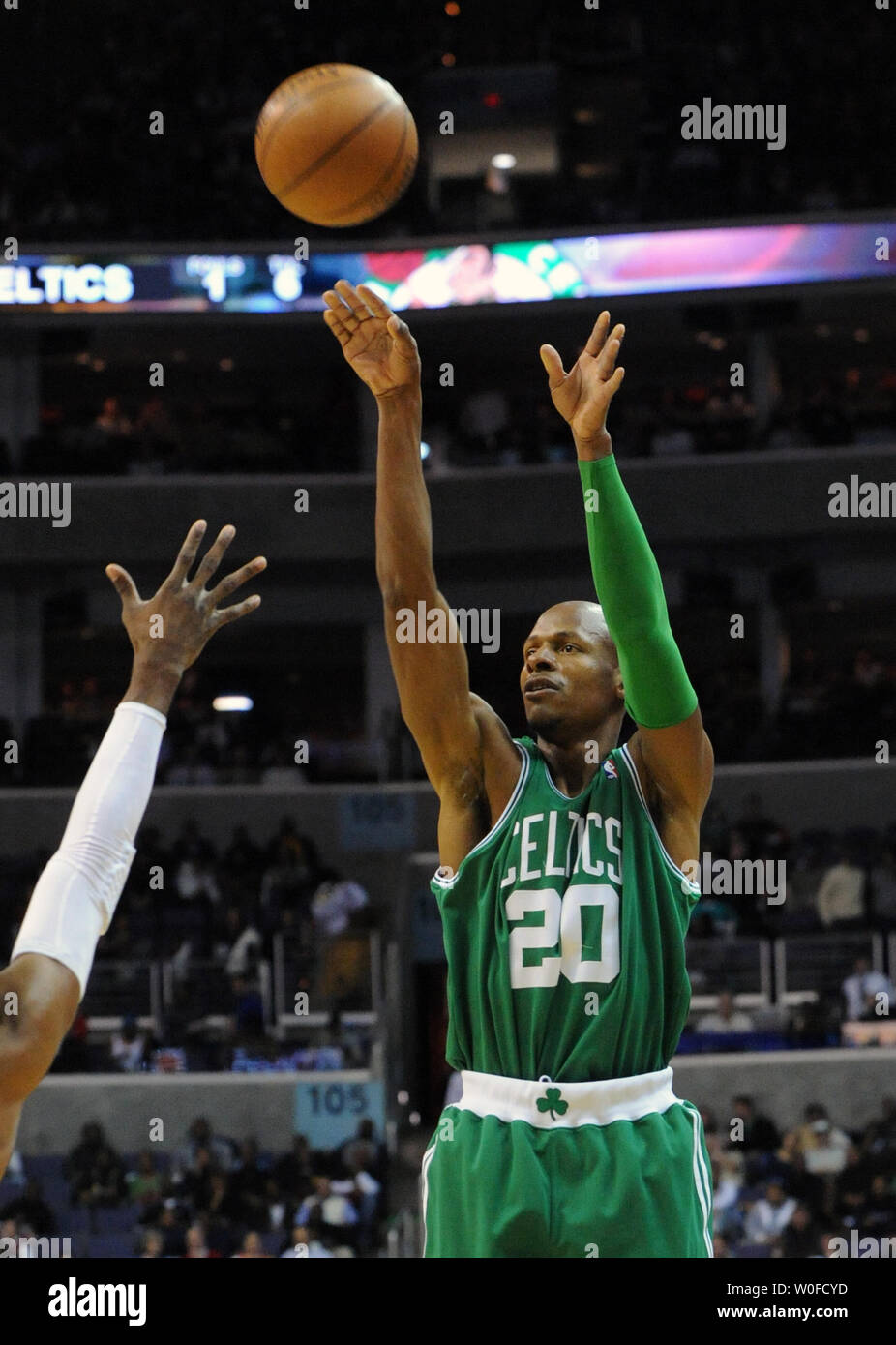 Boston Celtics' Ray Allen shoots a jump shot against the