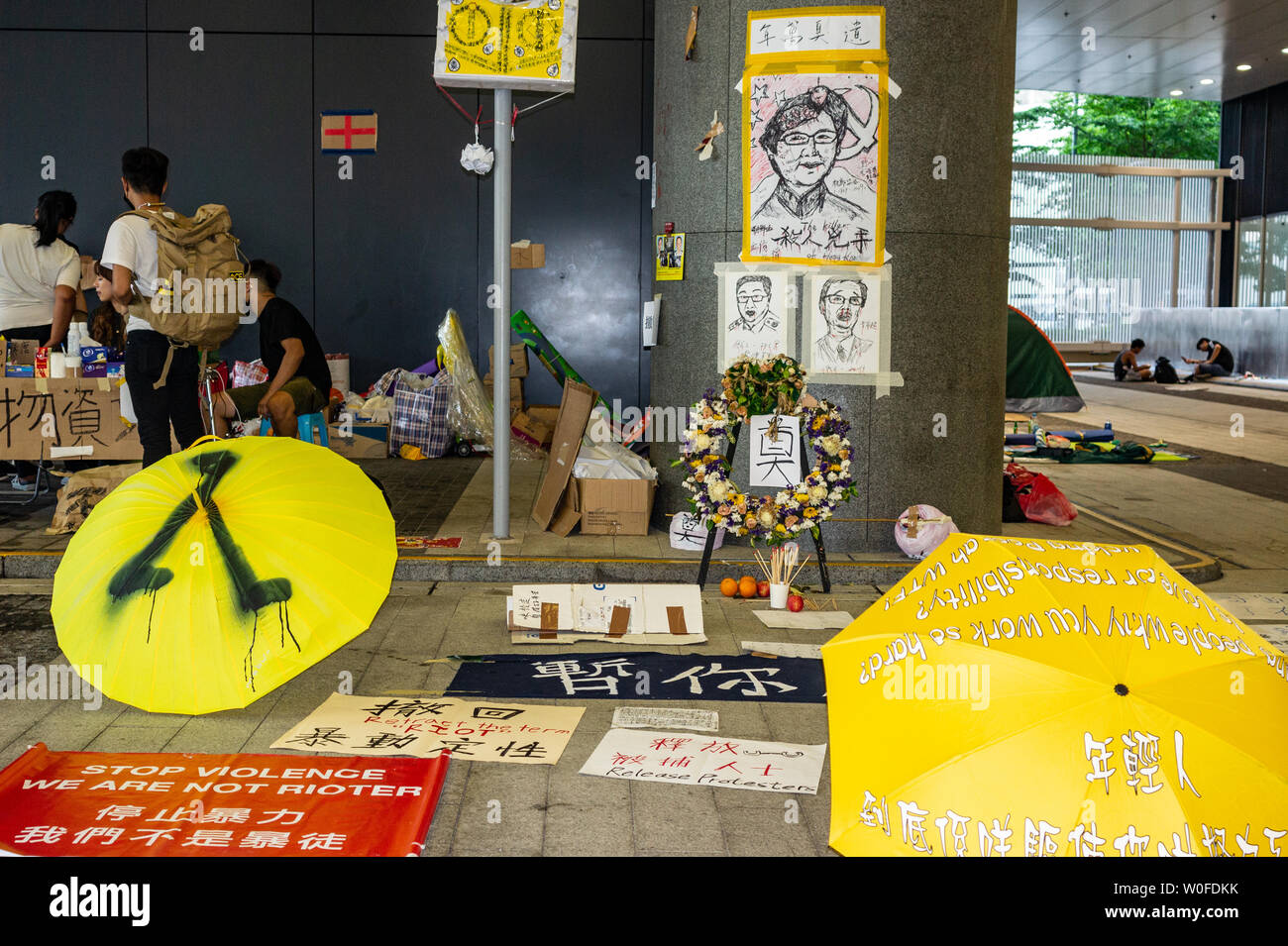 Hong Kong anti extradition protests 2019:  signs messages and slogans Stock Photo