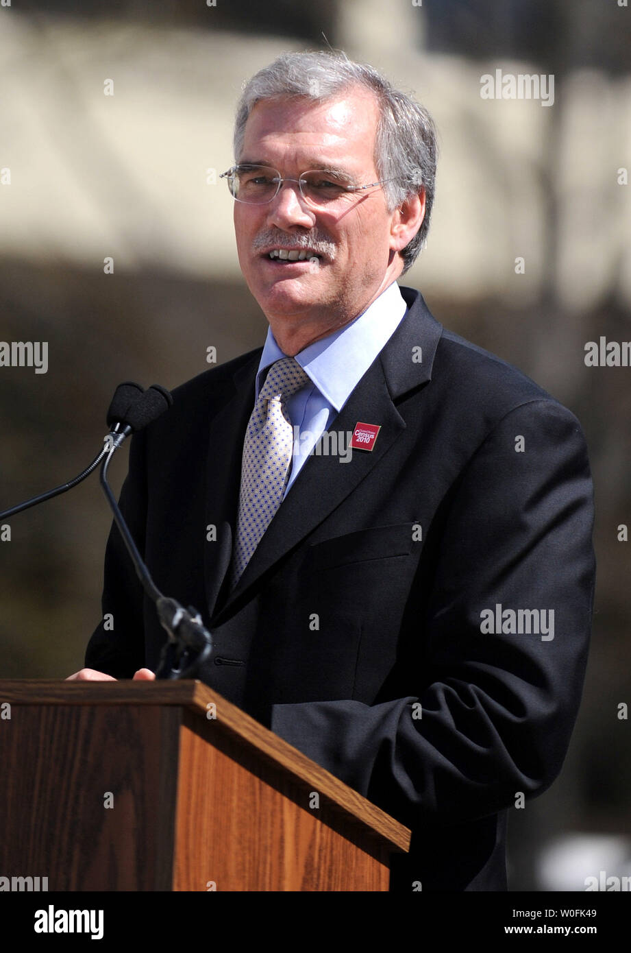 Census Director Robert M. Groves speaks at a Census rally in Washington on April 1, 2010. Groves urged D.C. residents to complete their Census forms so future funding could be better allocated in the District.  UPI/Kevin Dietsch Stock Photo