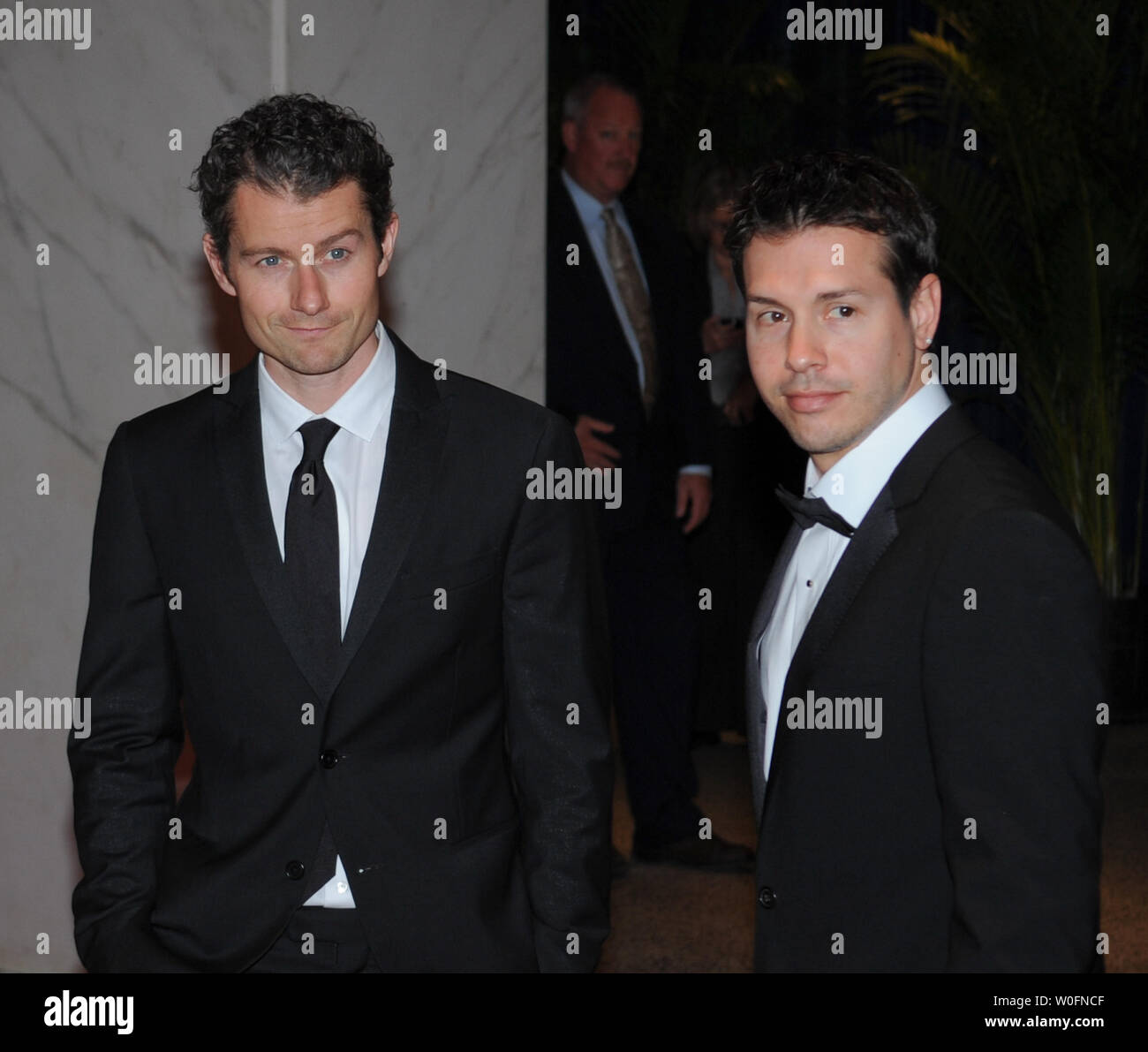 Actors James Badge Dale (L) and Jon Seda arrive at the White House Correspondents Dinner in Washington on May 1, 2010. UPI/Alexis C. Glenn Stock Photo