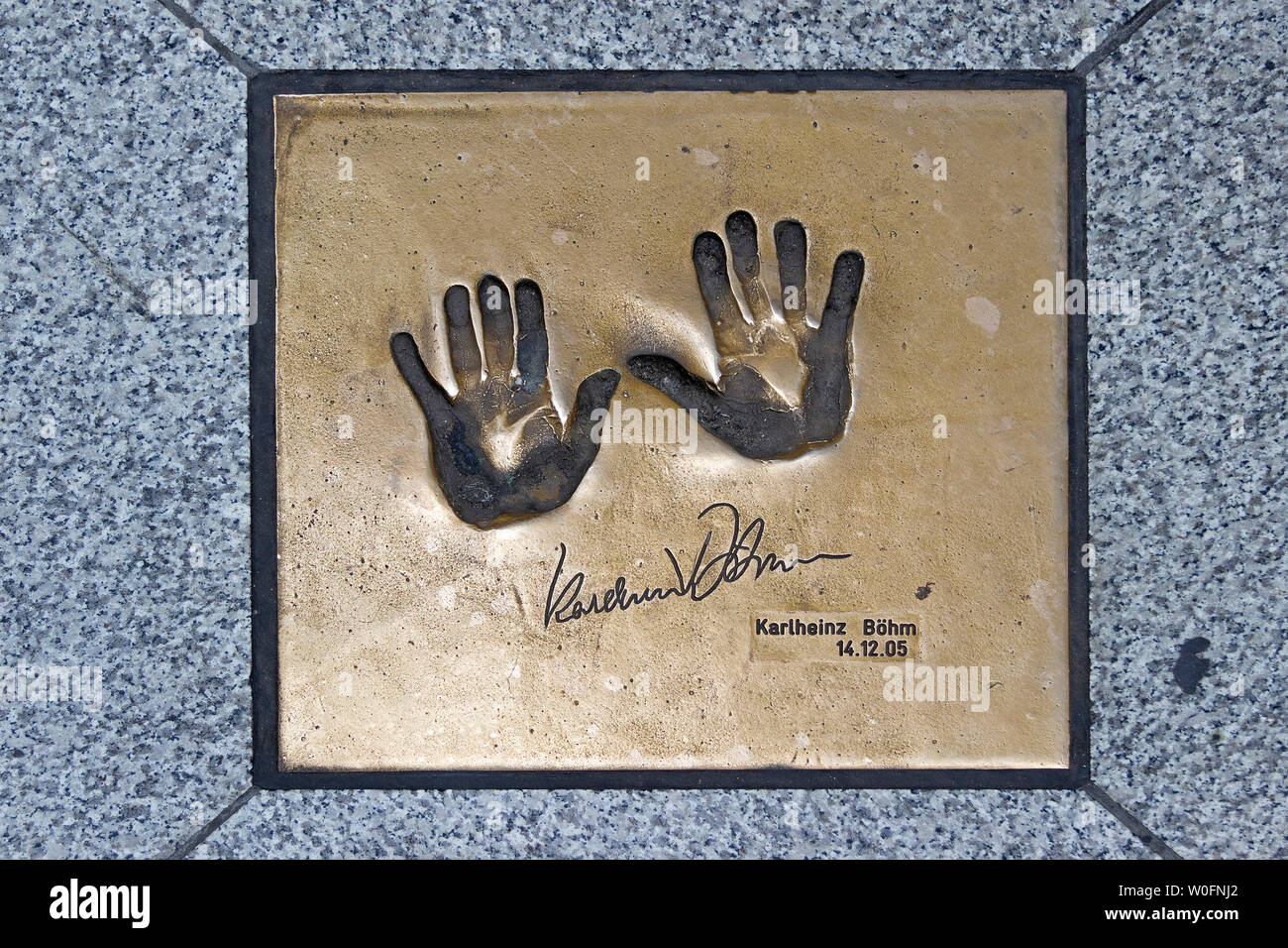 handprints of Karlheinz Böhm, Lloyd Passage, Bremen, Germany Stock Photo
