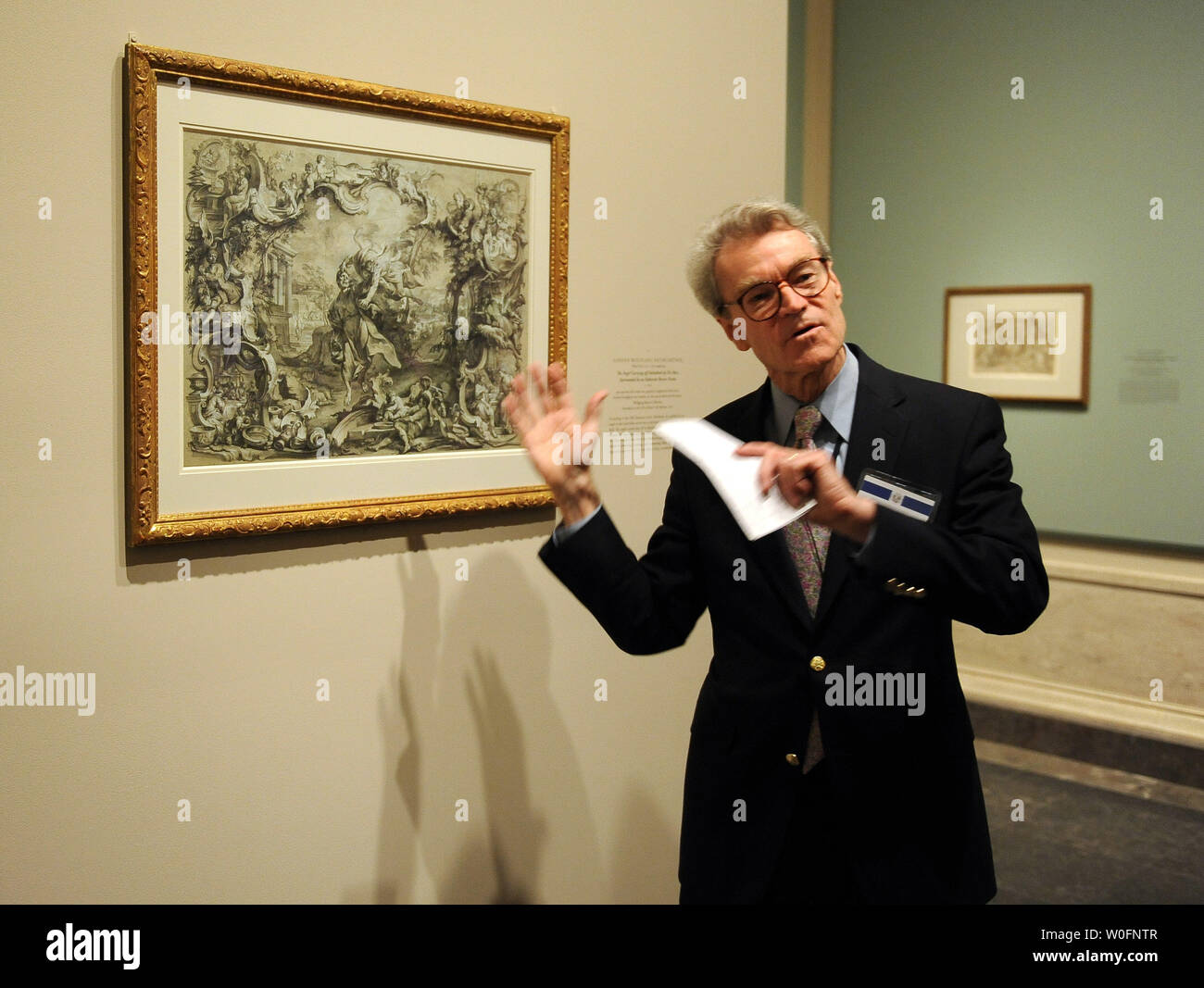 Andrew Robison Discusses The Angel Carrying Off Habakkuk By His Hair Surrounded By An Elaborate Rococo Frame C 1750 By Johann Wolfgang Baumgartner In The Exhibition German Master Drawings From The Wolfgang