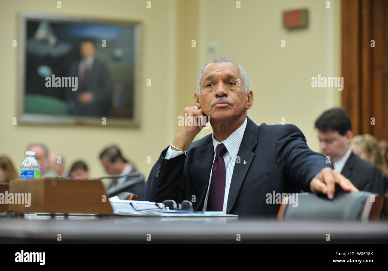 NASA Administrator Charles Bolden Jr. testifies before a House Science and Technology Committee hearing on NASA's future human spaceflight plan in Washington on May 26, 2010.   UPI/Kevin Dietsch Stock Photo