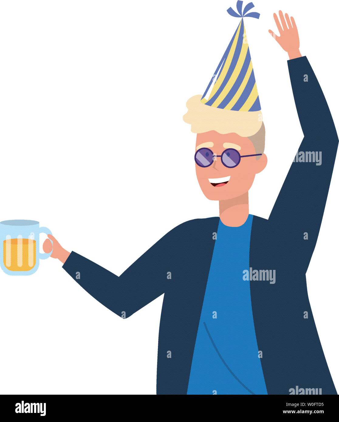 Man cartoon with hat design, happy birthday celebration decoration