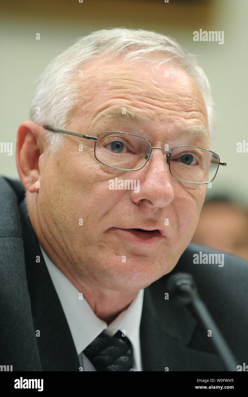 Assistant Labor Secretary for Mine Safety and Health Joe Main testifies during a House Education and Labor Committee hearing on 'H.R.5663, the Miner Safety and Health Act of 2010' on Capitol Hill in Washington on July 13, 2010.   UPI/Kevin Dietsch Stock Photo