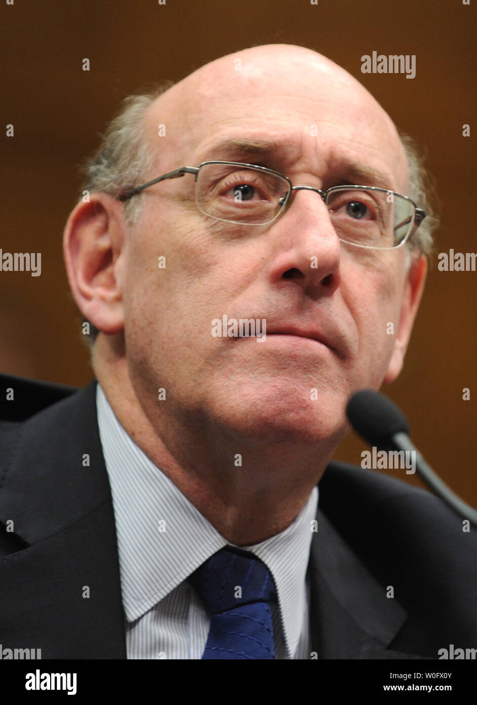 Kenneth Feinberg, administrator of the BP Oil Spill Victim Compensation Fund, testifies before a House Judiciary Committee hearing on 'Ensuring Justice for Victims of the Gulf Coast Oil Disaster in Washington on July 21, 2010.   UPI/Kevin Dietsch. Stock Photo
