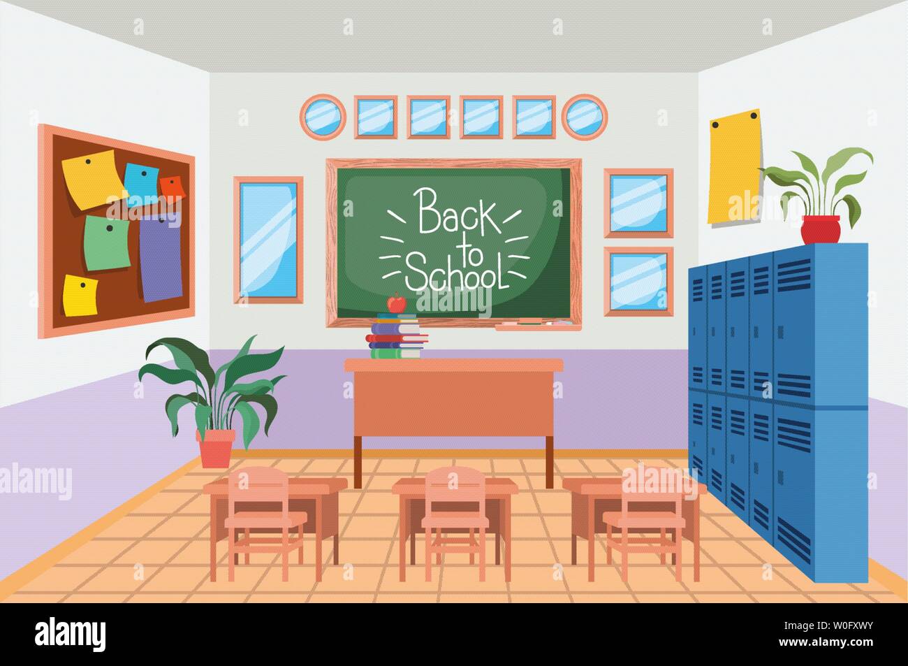 classroom school with chalkboard scene Stock Vector Image & Art - Alamy