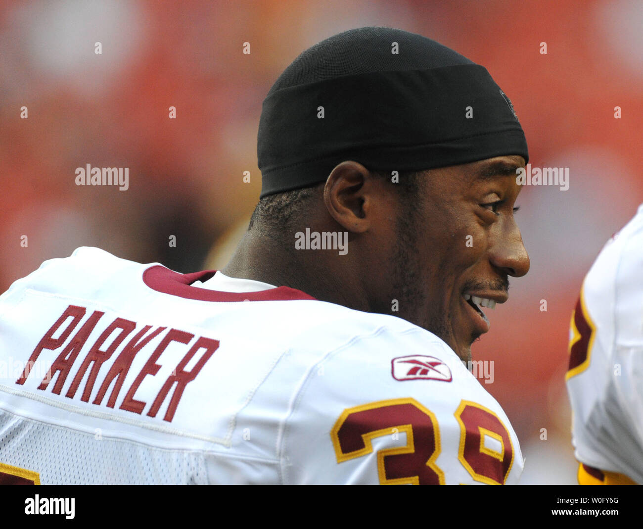 Washington Redskins' running back Willie Parker is seen as he warms-up