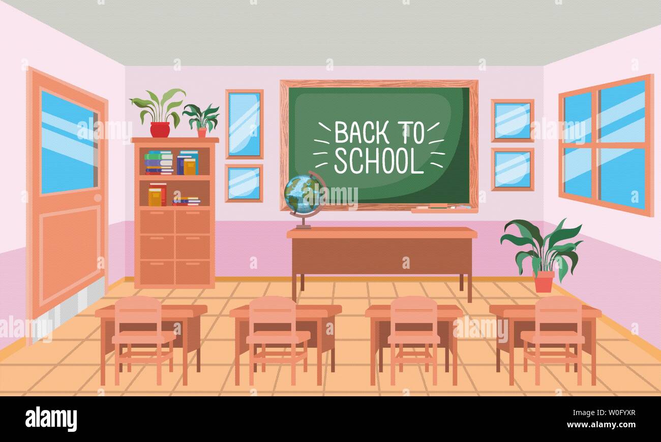 classroom school with chalkboard scene Stock Vector Image & Art - Alamy