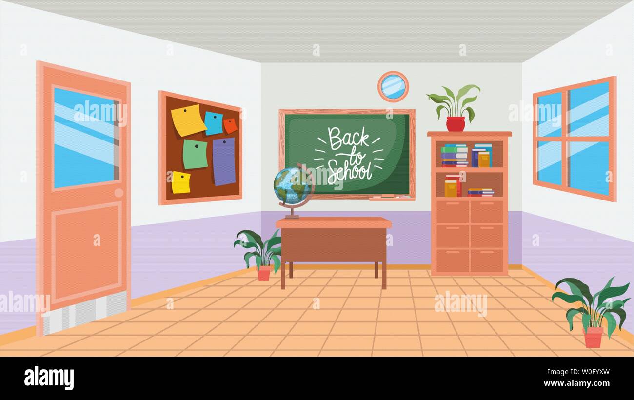 classroom school with chalkboard scene Stock Vector Image & Art - Alamy