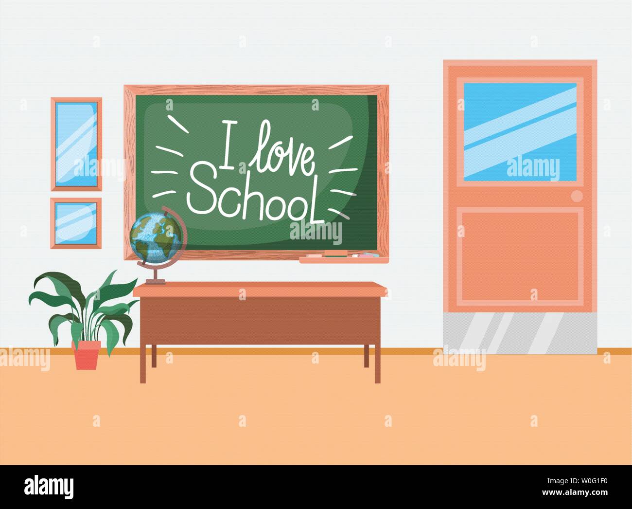 classroom school with chalkboard scene Stock Vector Image & Art - Alamy