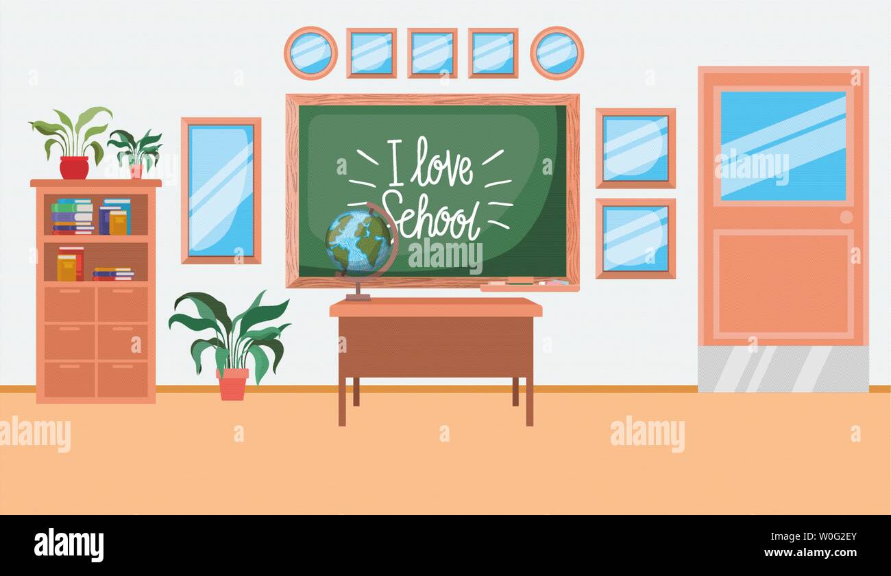 classroom school with chalkboard scene Stock Vector Image & Art - Alamy
