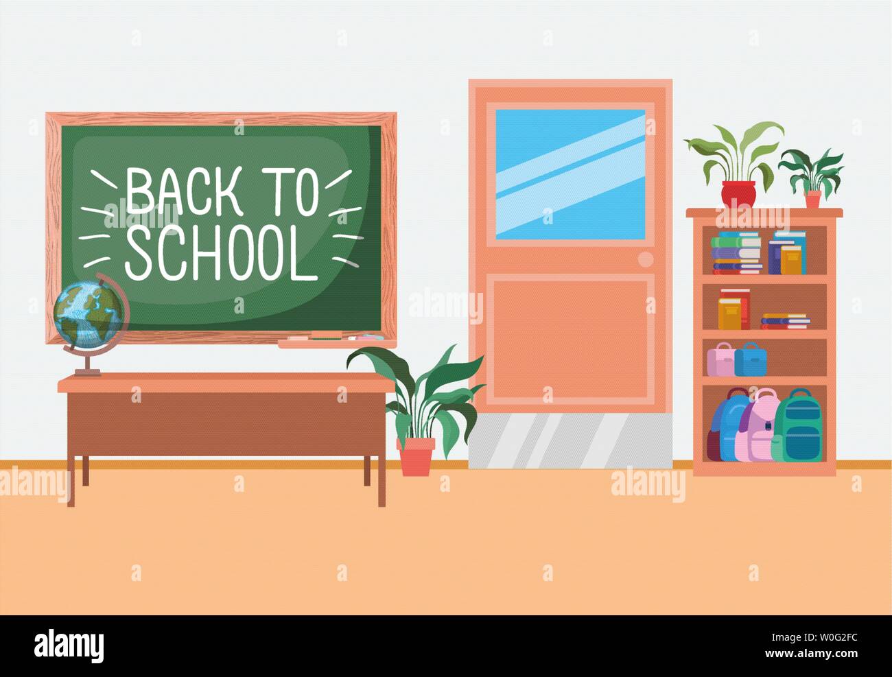 classroom school with chalkboard scene Stock Vector Image & Art - Alamy
