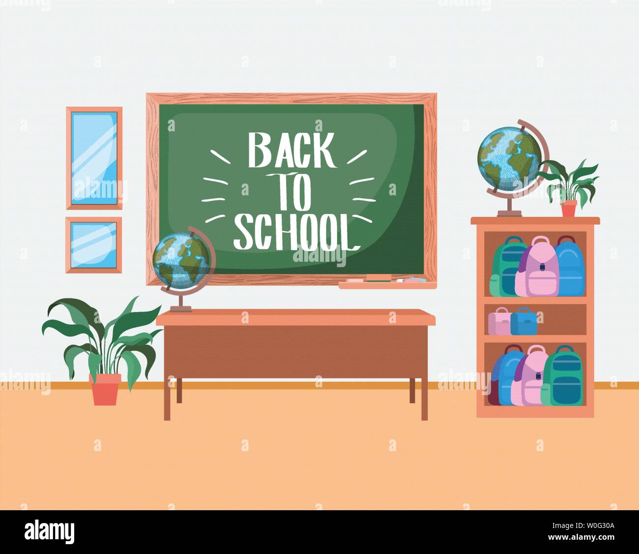 classroom school with chalkboard scene Stock Vector Image & Art - Alamy