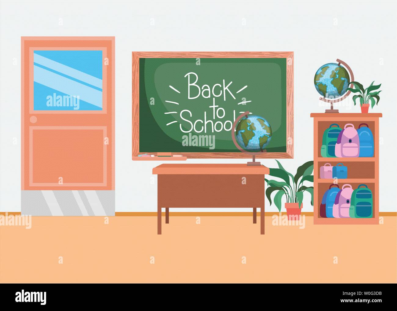 classroom school with chalkboard scene Stock Vector Image & Art - Alamy