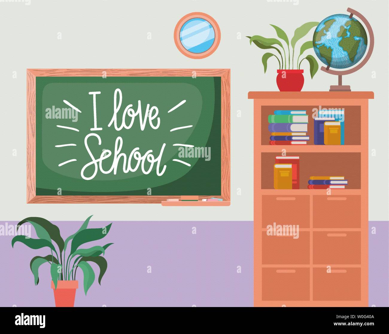 classroom school with chalkboard scene Stock Vector Image & Art - Alamy