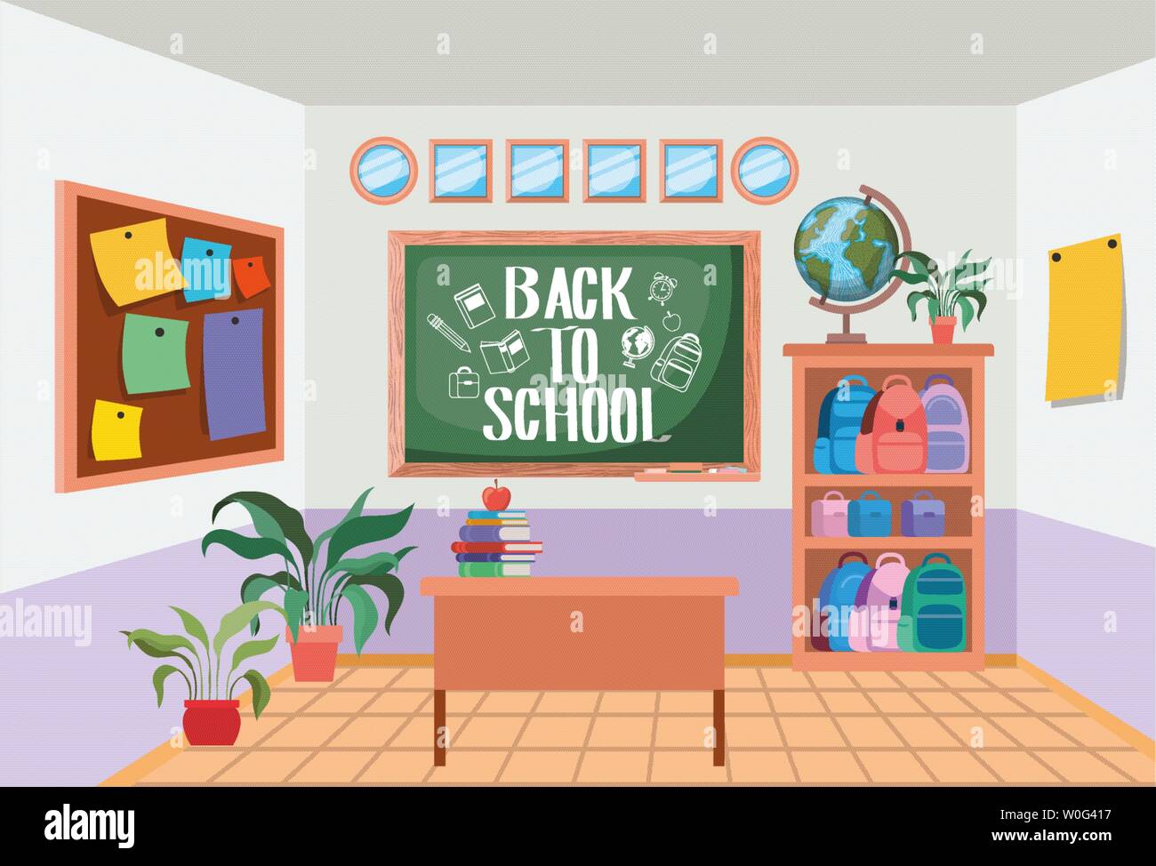 classroom school with chalkboard scene Stock Vector Image & Art - Alamy