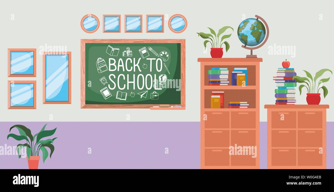classroom school with chalkboard scene Stock Vector Image & Art - Alamy