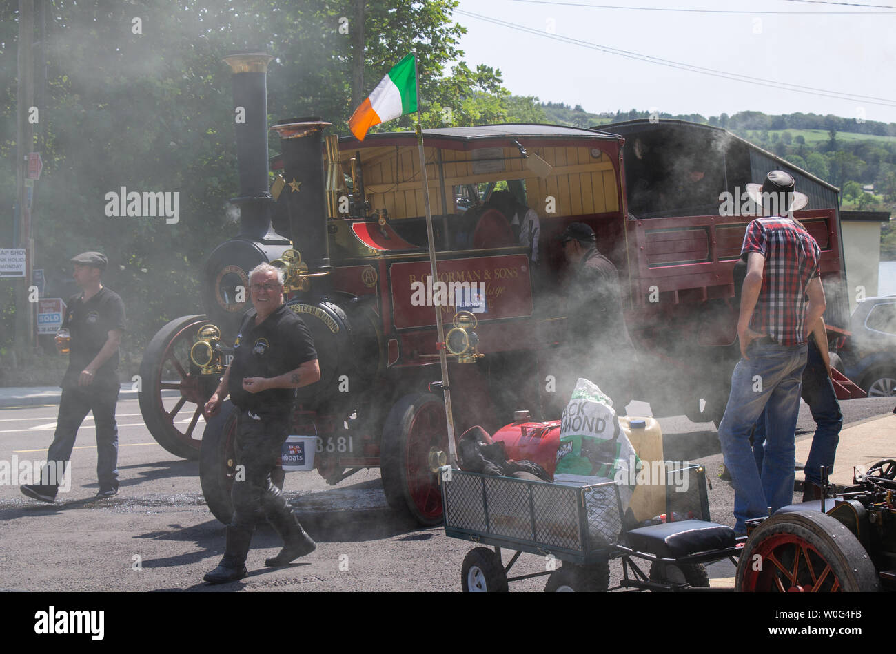 Leap, West Cork, Ireland, 27th June 2019, On one of the hottest days of the year with temperatures in the twenty’s these Steam Engine fire boxes still had to fed with coal to keep them moving. They were gathered at a rally to raise money for the RNLI. Credit aphperspective/ Alamy Live News Stock Photo