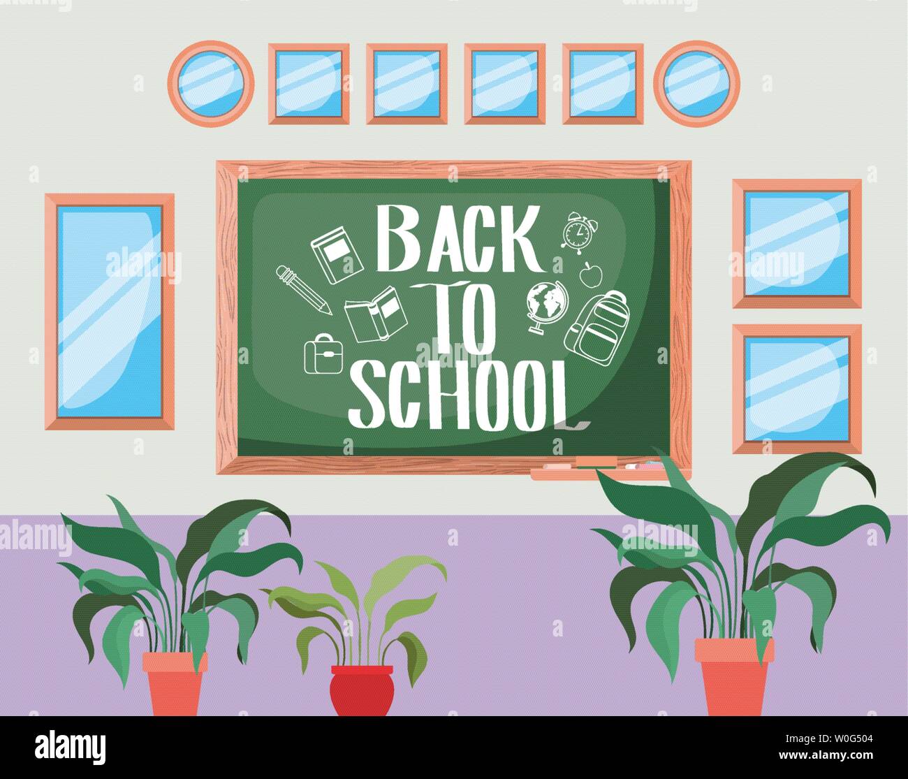 classroom school with chalkboard scene Stock Vector Image & Art - Alamy