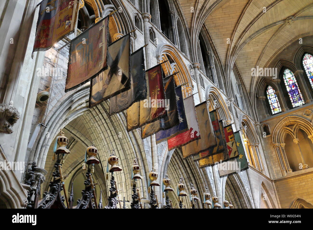 Interior of Irish Gothic cathedrals in the city of Dublin Stock Photo