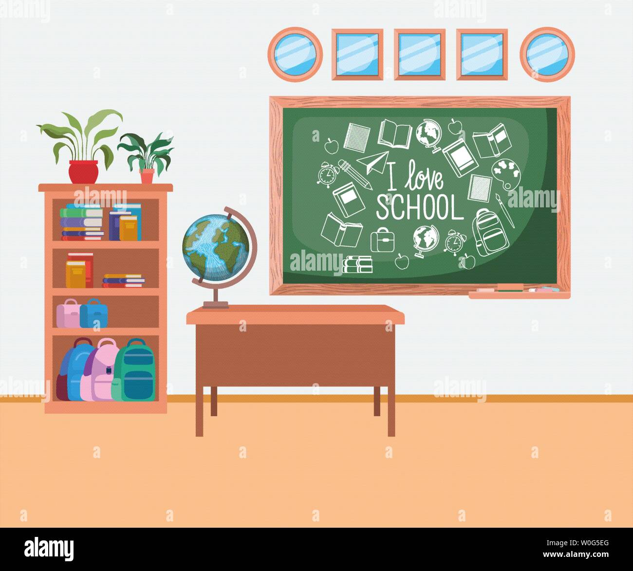 classroom school with chalkboard scene Stock Vector Image & Art - Alamy
