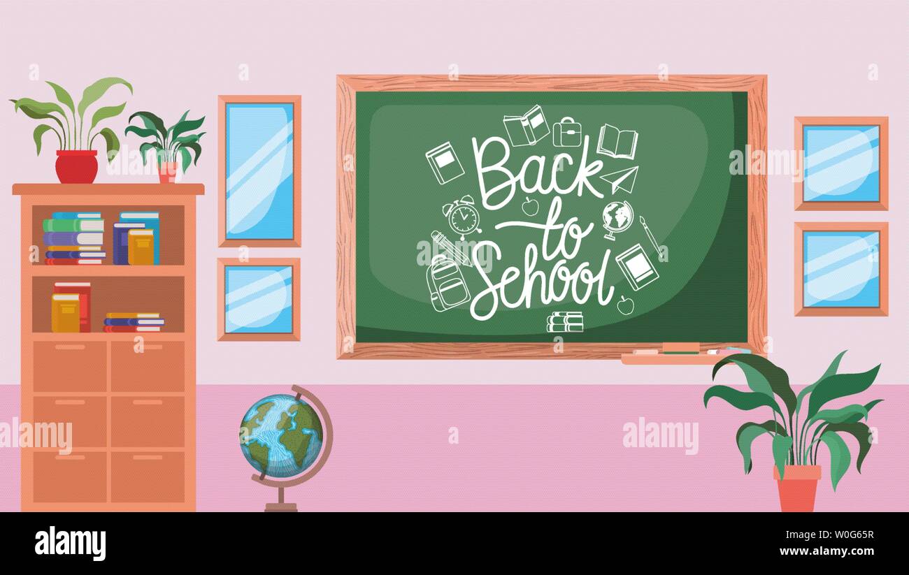 classroom school with chalkboard scene Stock Vector Image & Art - Alamy