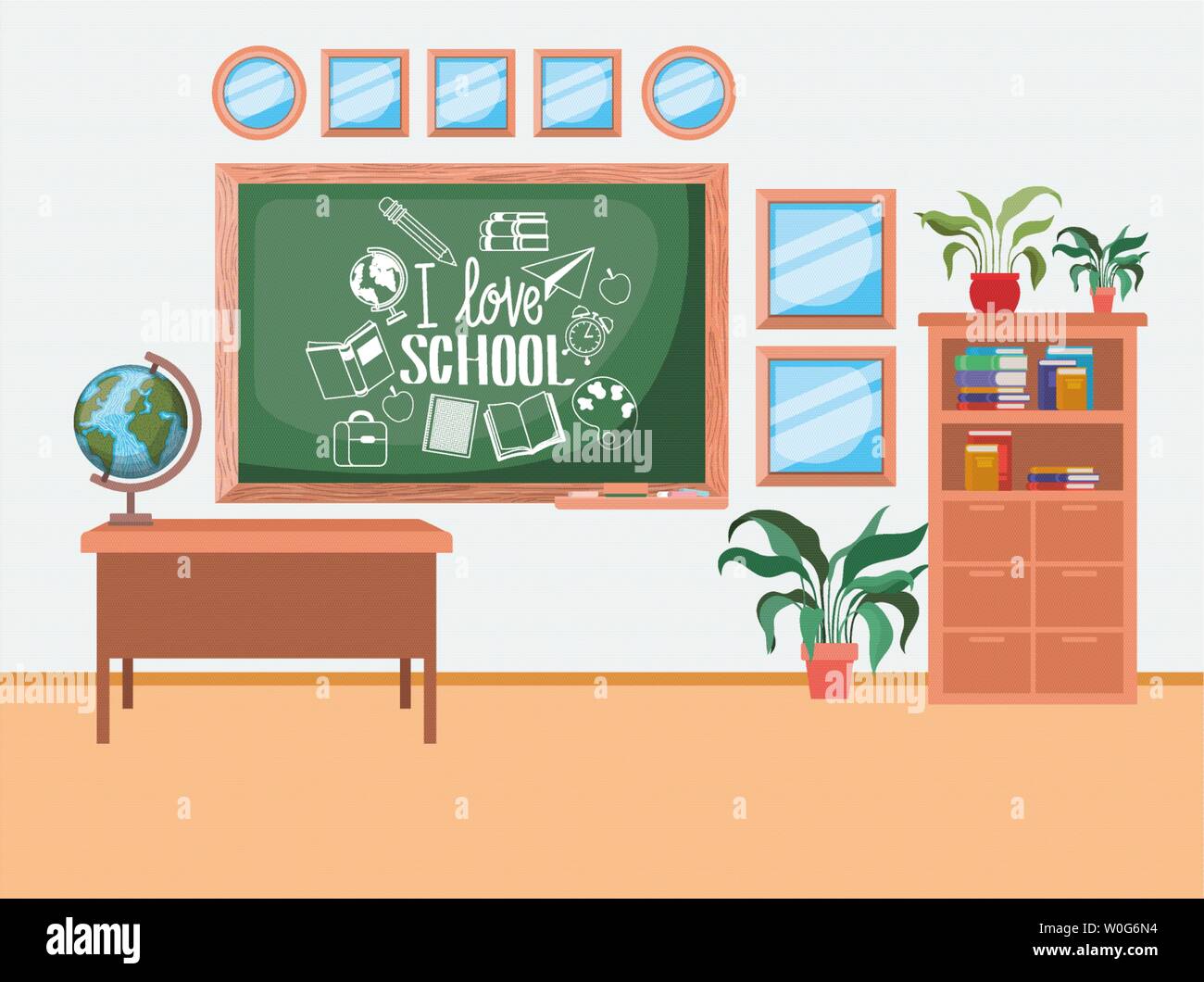 classroom school with chalkboard scene Stock Vector Image & Art - Alamy