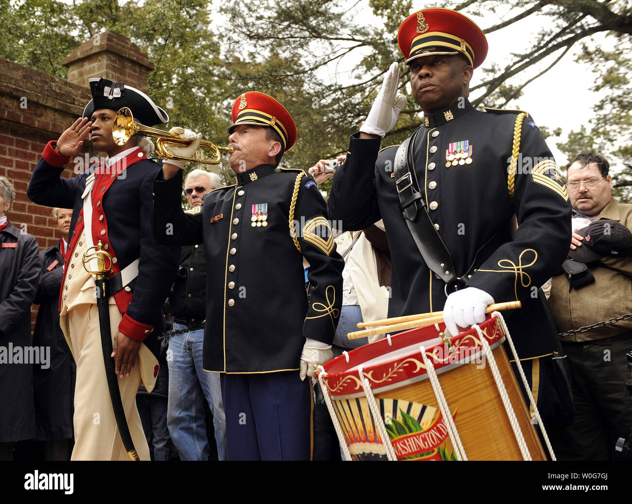 A wreath-laying ceremony is held at George Washington's tomb in honor of his birthday in Mt. Vernon, Virginia, on Presidents' Day, February 21, 2011.    UPI/Roger L. Wollenberg Stock Photo
