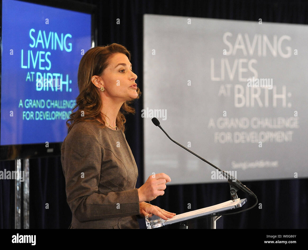 Melinda Gates of the Bill and Melinda Gates Foundation speaks during a U.S. Agency for International Development (USAID) event highlighting maternal and child health initiatives in Washington on March 9, 2011.    UPI/Roger L. Wollenberg. Stock Photo