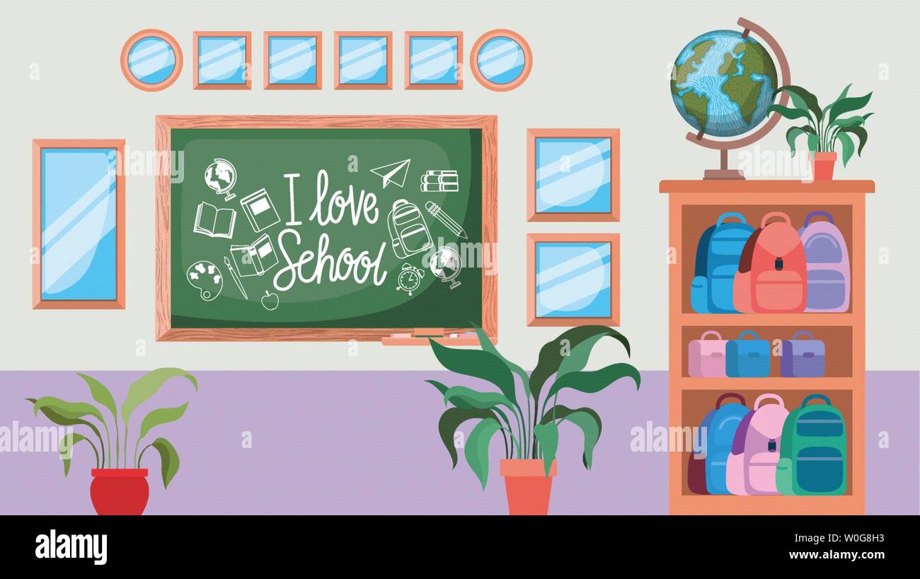 classroom school with chalkboard scene Stock Vector Image & Art - Alamy
