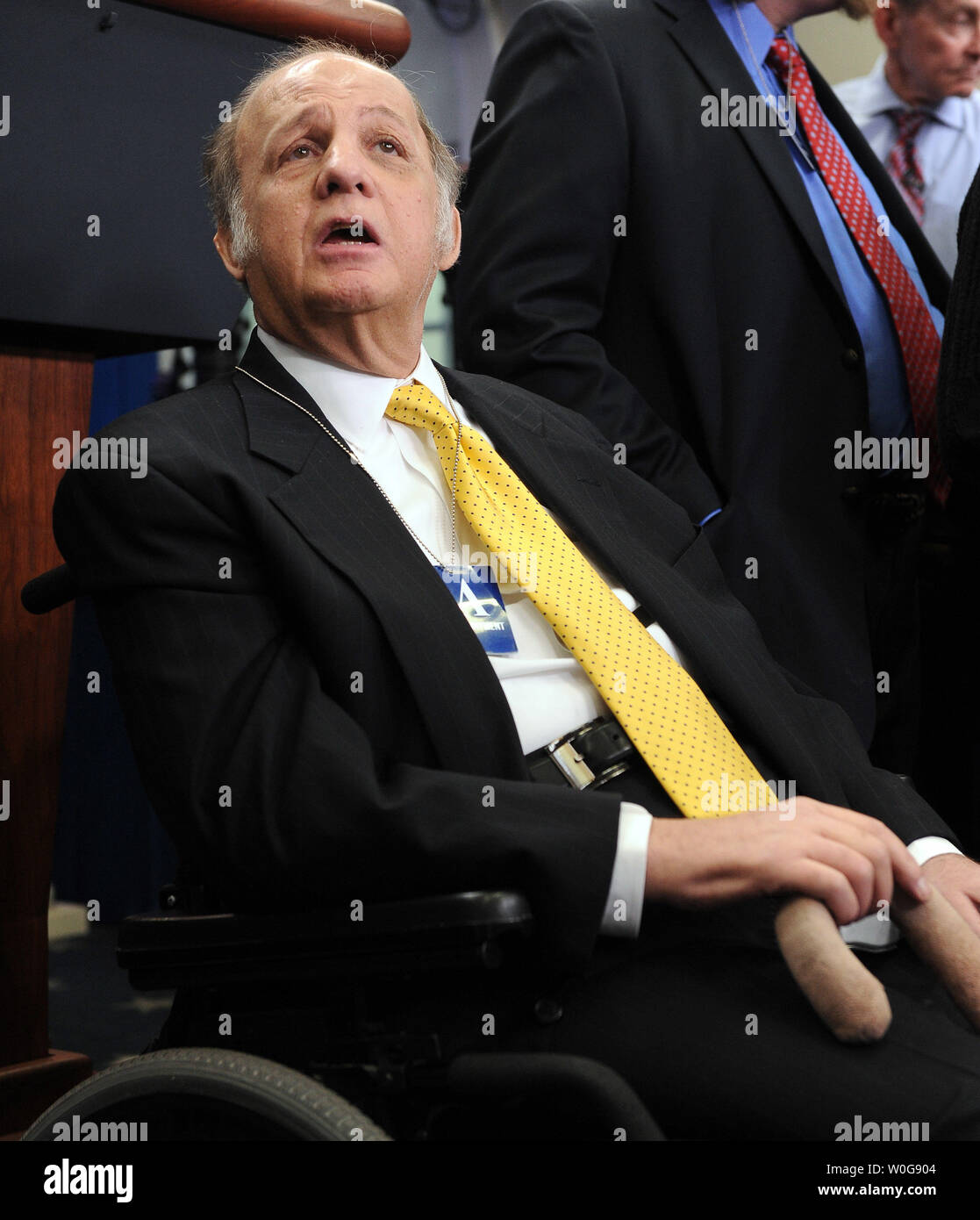 Jim Brady, Ronald Reagan's former press secretary who was shot along with Reagan 30 years ago today, visits the Brady Press Briefing Room in the White House in Washington on March 30, 2011.     UPI/Roger L. Wollenberg Stock Photo