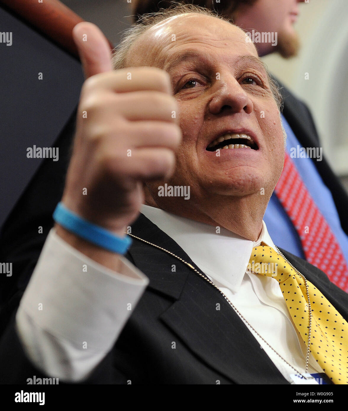 Jim Brady, Ronald Reagan's former press secretary who was shot along with Reagan 30 years ago today, visits the Brady Press Briefing Room in the White House in Washington on March 30, 2011.     UPI/Roger L. Wollenberg Stock Photo