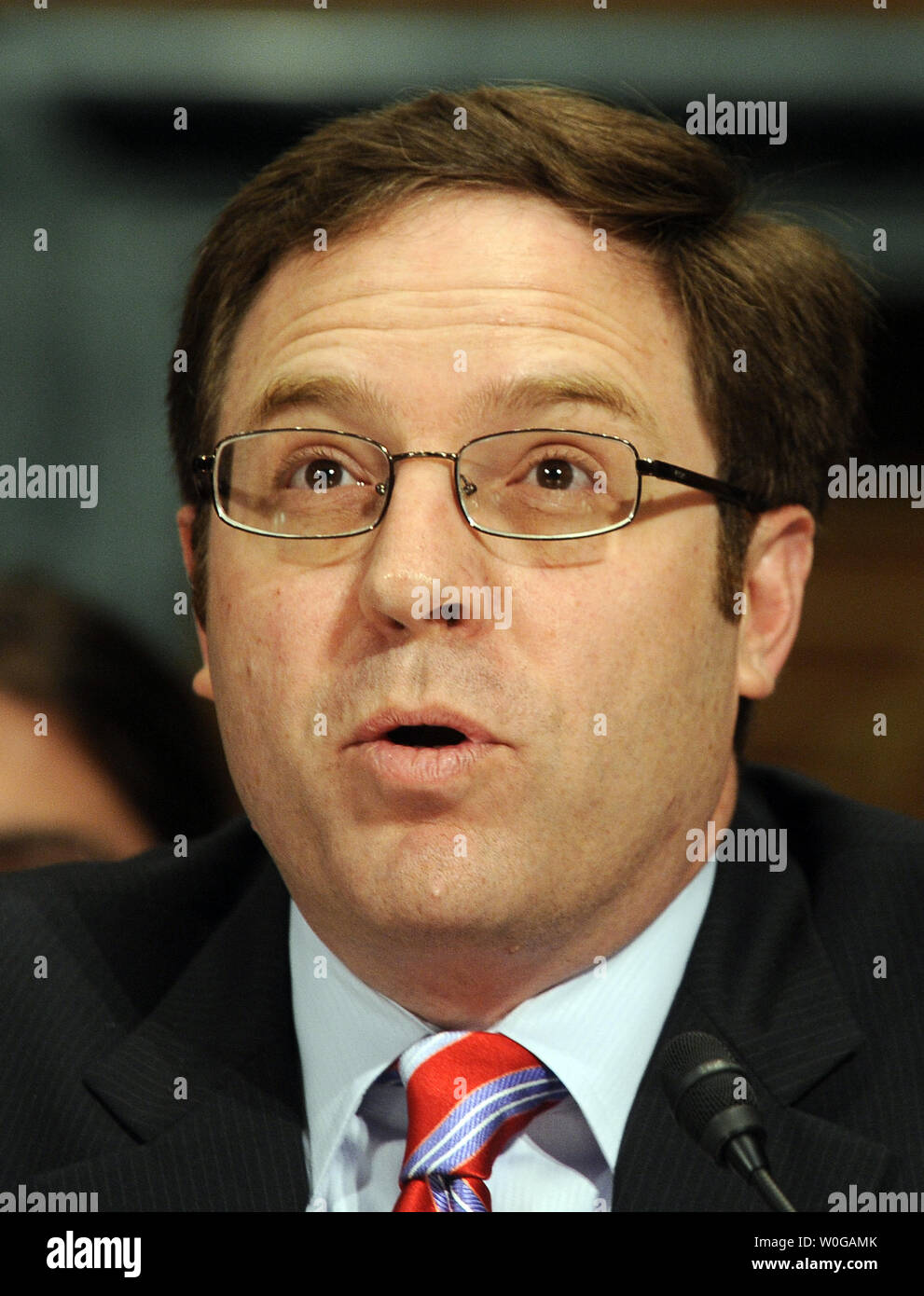 Alan Davidson, director of public policy for the Americas at Google, Inc., testifies before a Senate Judiciary Privacy, Technology and the Law Subcommittee hearing on 'Protecting Mobile Privacy: Your Smartphones, Tablets, Cell Phones and Your Privacy' on Capitol Hill in Washington, DC, on May 10, 2011.     UPI/Roger L. Wollenberg Stock Photo