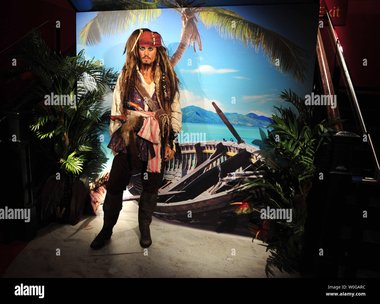 Madame Tussauds Wax Museum unveils a wax figure of Johnny Depp as Captain Jack Sparrow in celebration of the release of 'Pirates of the Caribbean: On Stranger Tides' in Washington on May 12, 2011.  UPI/Kevin Dietsch Stock Photo