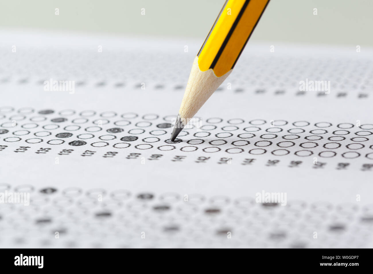 Test score sheet with answers Stock Photo - Alamy