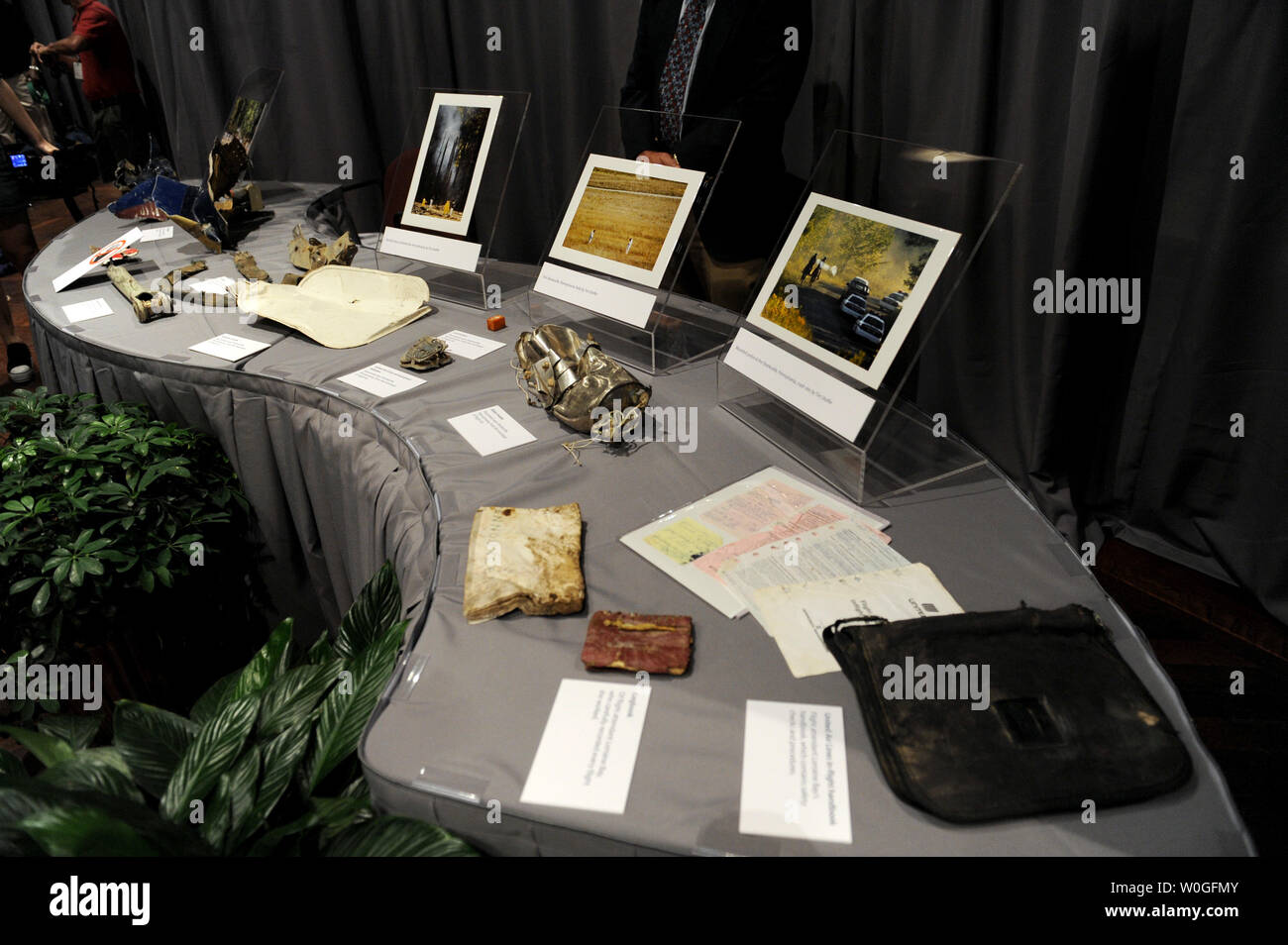Artifacts from the crash of Flight 93 in Shanksville, Pennsylvania are seen at the September 11