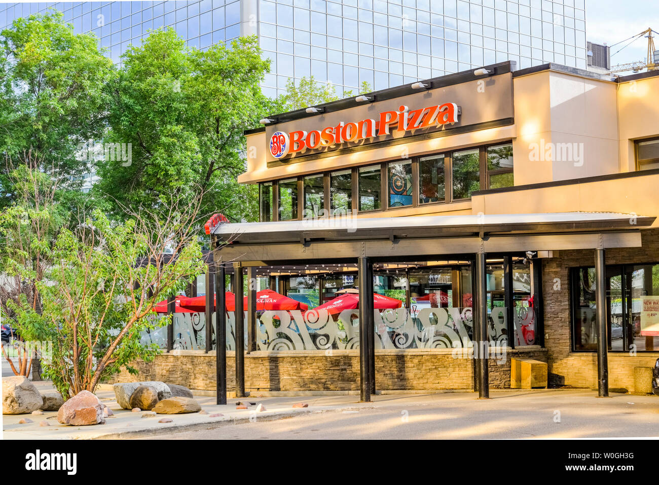 Boston Pizza Restaurant, Downtown, Edmonton, Alberta, Canada Stock Photo Alamy