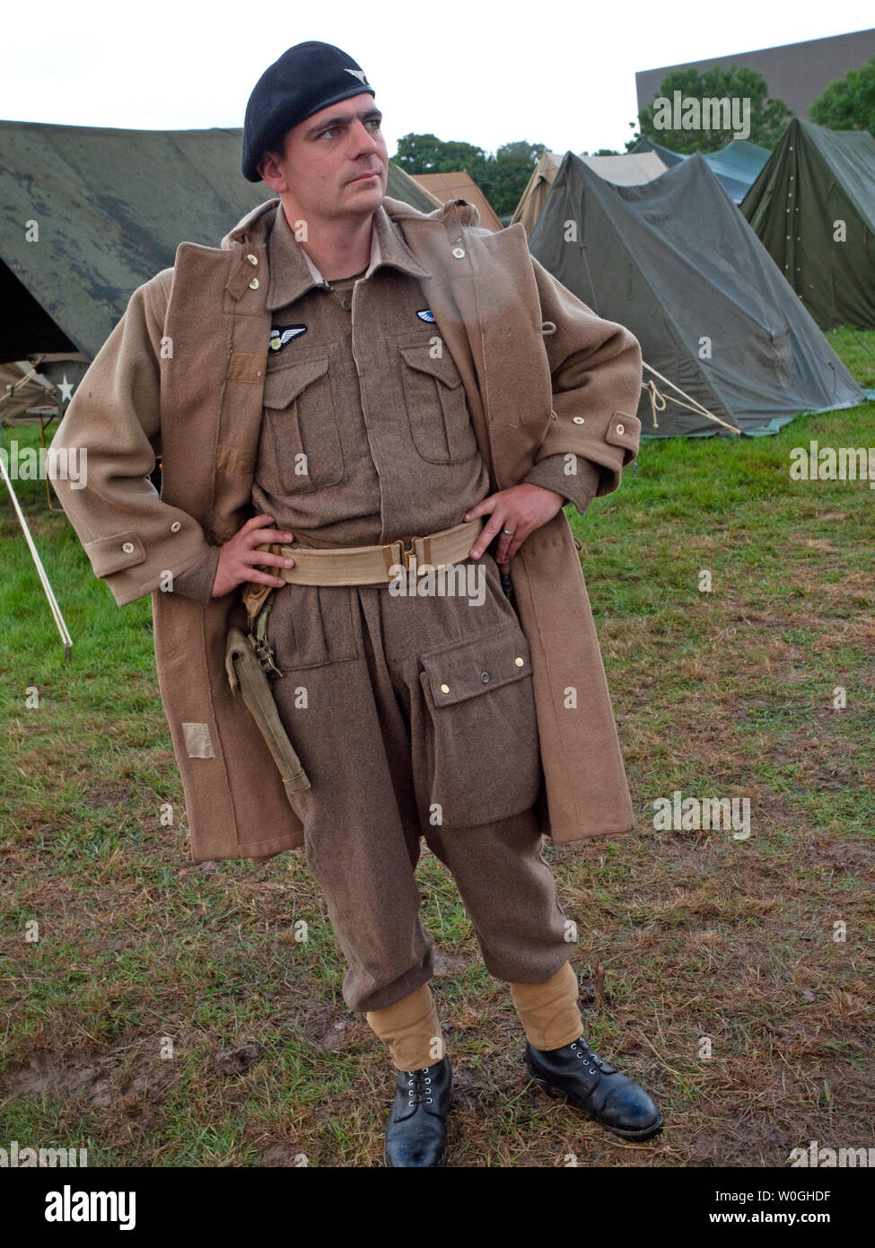 A World War 2 historical reenactment enthusiast in Normandy Stock Photo