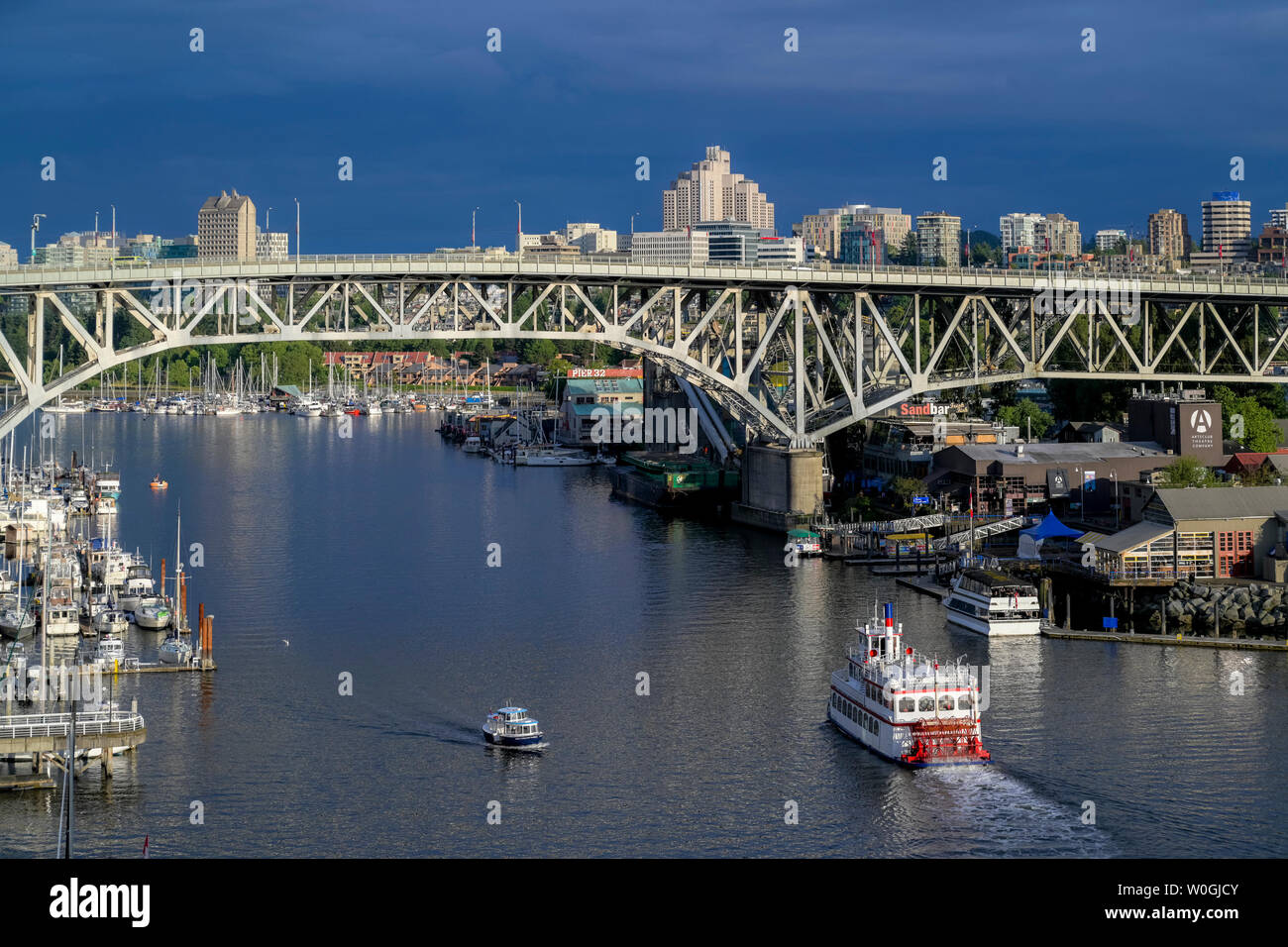 Tour boat, Riverboat 'The Constitution',  False Creek, Vancouver, British Columbia, Canada Stock Photo