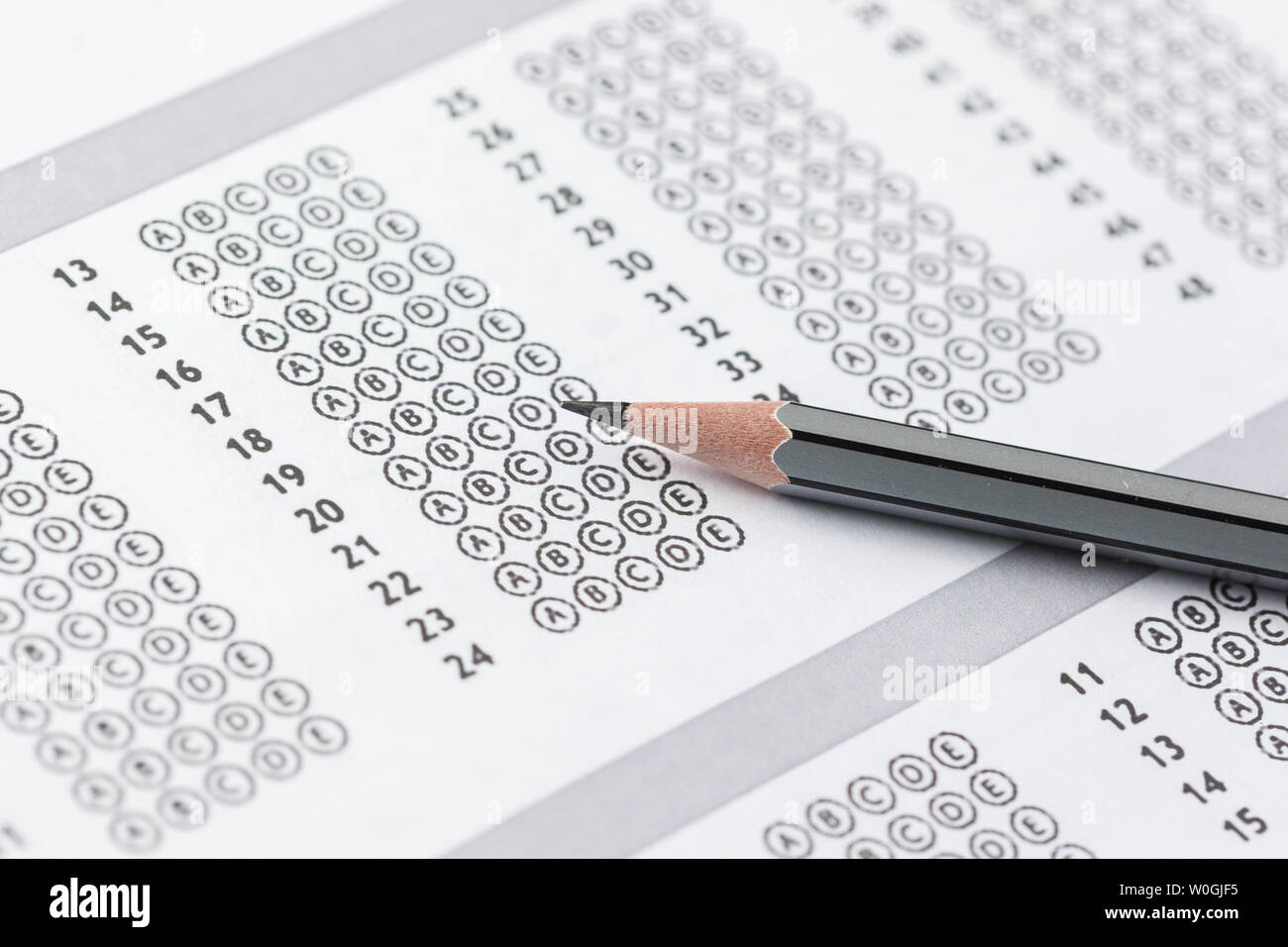 Test score sheet with answers Stock Photo - Alamy