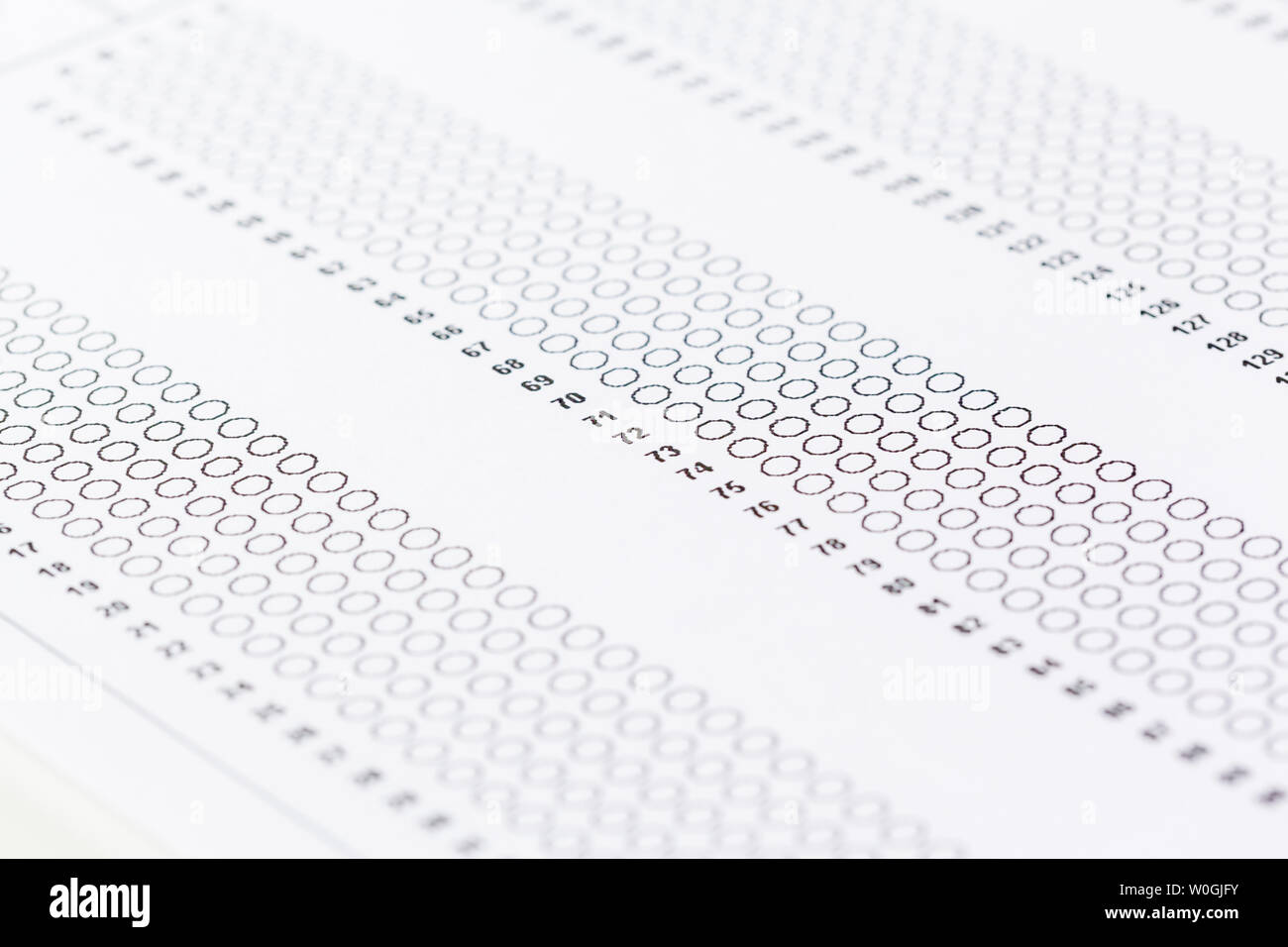 Test score sheet with answers Stock Photo - Alamy