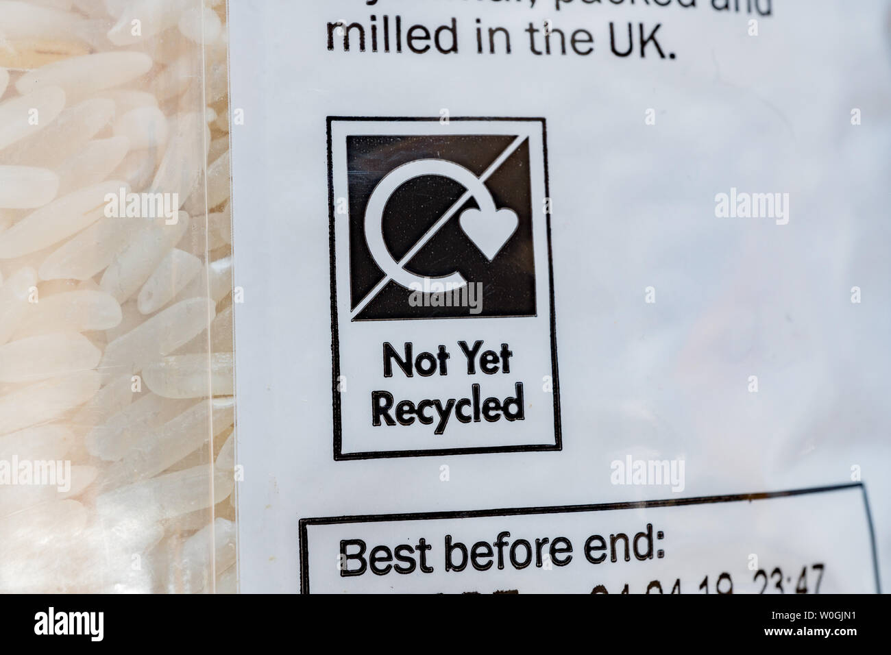 Dried food in non recyclable plastic packaging. UK Stock Photo