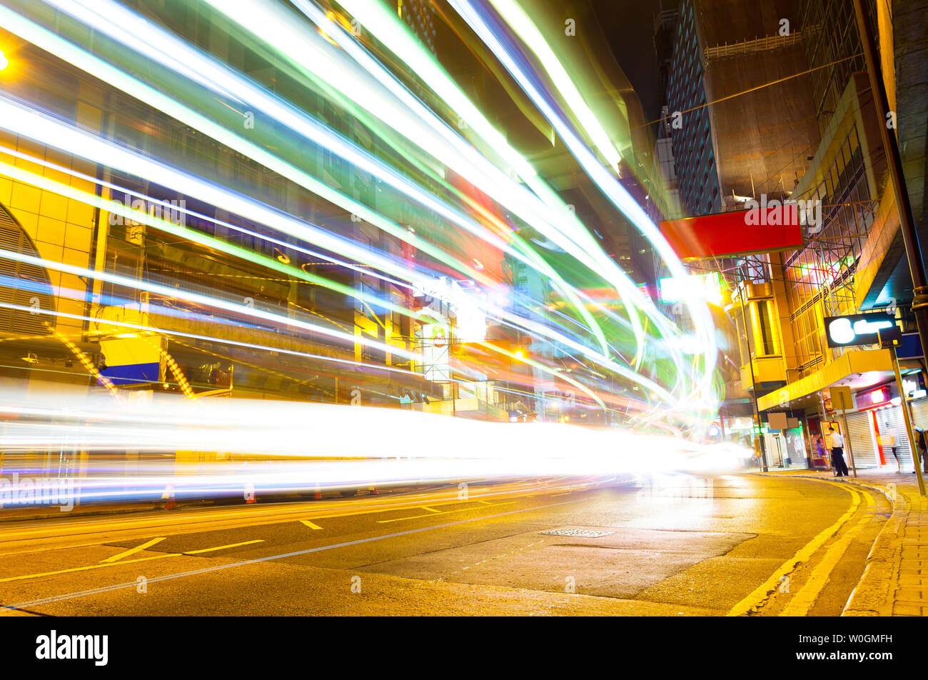 traffic light trails in modern city at night Stock Photo - Alamy